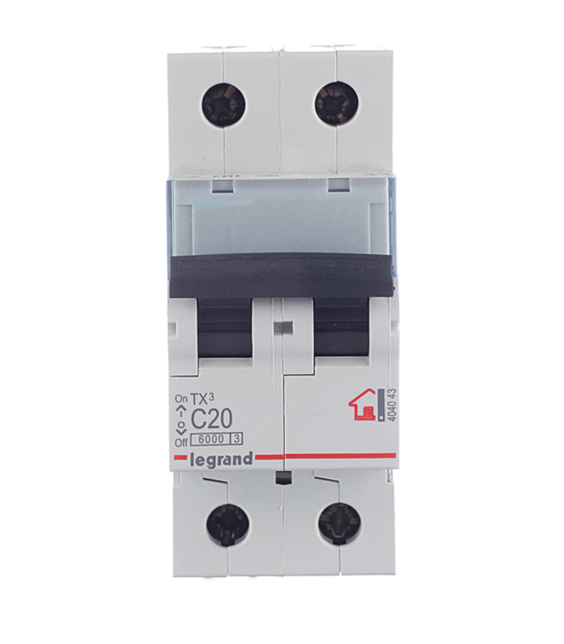 Автоматический выключатель Legrand TX3 (404043) 2P 20А тип С 6 кА 230-400 В на DIN-рейку