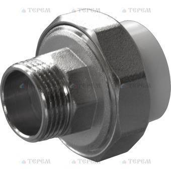 Политэк  25х3/4" Муфта разъемная с наружной резьбой для полипропиленовых труб под сварку (цвет белый)
