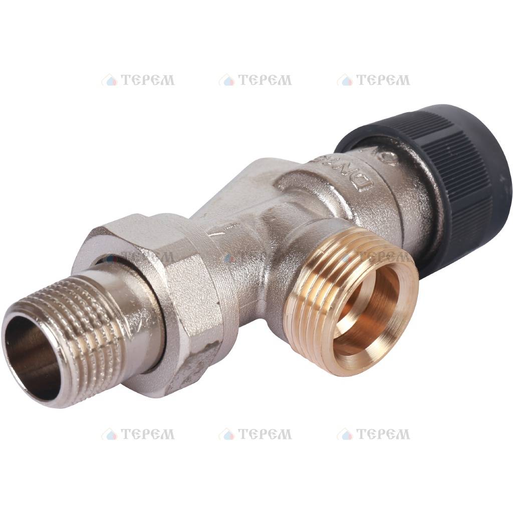 OVENTROP  Вентиль, серия A, термостатический, осевой, DN-15, 3/4", 1/2", Н ЕК-Н, PN, бар-10, T°C -от +2 до +120, латунь, никелированный