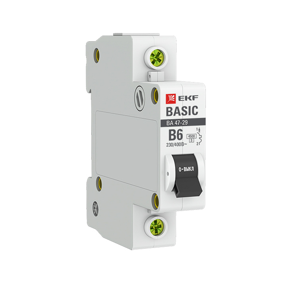 Автоматический выключатель EKF (mcb4729-1-06-B) 1P 6А тип В 4,5 кА 230 В на DIN-рейку