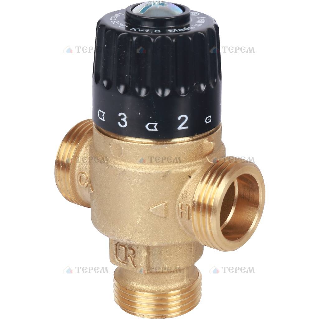 STOUT  Термостатический смесительный клапан для систем отопления и ГВС 3/4"  НР   30-65°С KV 1,8 SVM-0125-186520