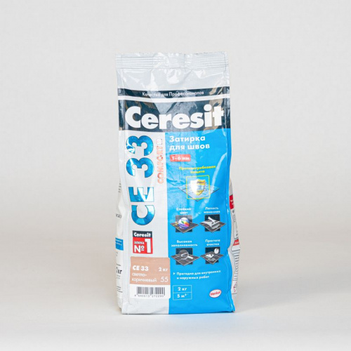 Затирка Ceresit CE 33 comfort светло-коричневая, 2 кг