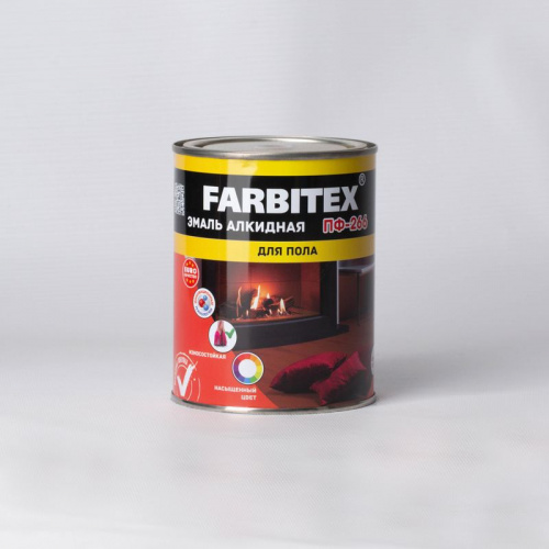 Эмаль ПФ-266 красно-коричневый (0,8 кг) Farbitex