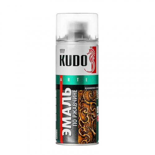 Эмаль по ржавчине KUDO молотковый эффект, серебристая, 0,52л