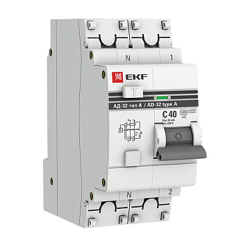 Автомат дифференциальный EKF (DA32-40-30-a-pro) 40А 30 мА 1P+N тип A 4,5 кА