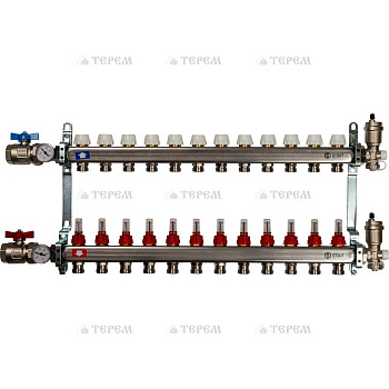 STOUT  Коллектор из нержавеющей стали в сборе с расходомерами 12 вых.