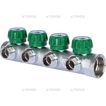 STOUT SMB-6850-011204 коллектор регулирующий 1", 4 отвода 1/2"