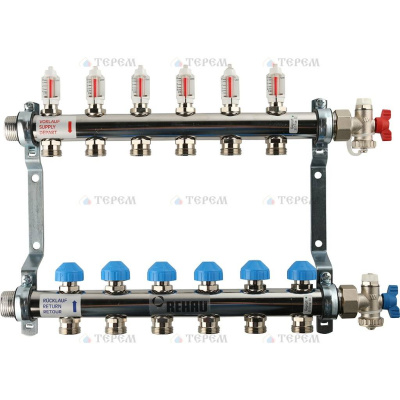 REHAU  Распределительный коллектор HKV-D на 6 контуров (нерж .сталь)