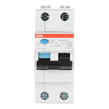 Автомат дифференциальный ABB DSH201R (2CSR245072R1204) 20А 30 мА 1P+N тип АС 4,5 кА