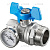 OVENTROP  Кран шаровой Oventrop  муфтовый BP 3/4" х НР 1" с термометром 0-80°C , с синей ручкой бабочкой