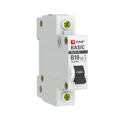 Автоматический выключатель EKF (mcb4729-1-10-B) 1P 10А тип В 4,5 кА 230 В на DIN-рейку