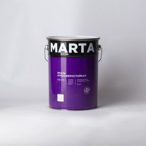 Эмаль MARTA ПФ-115 белая гл., 6кг