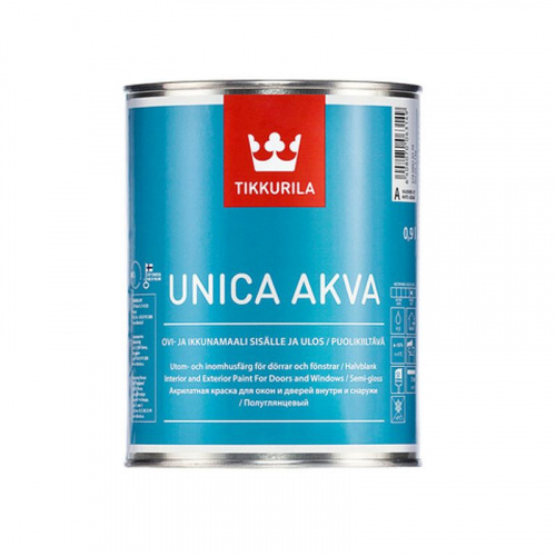 Краска для окон и дверей Tikkurila Unica Akva Maali полуглянцевая база С 2,7 л