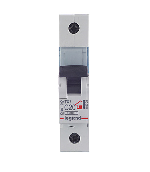 Автоматический выключатель Legrand TX3 (404029) 1P 20А тип С 6 кА 230-400 В на DIN-рейку