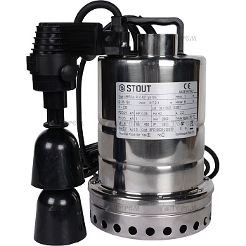 STOUT SPD-0003-200250 Насос дренажный, с вертикальным поплавком,  кабель 10 м, 230V, Q=150 л/мин, H=7,2