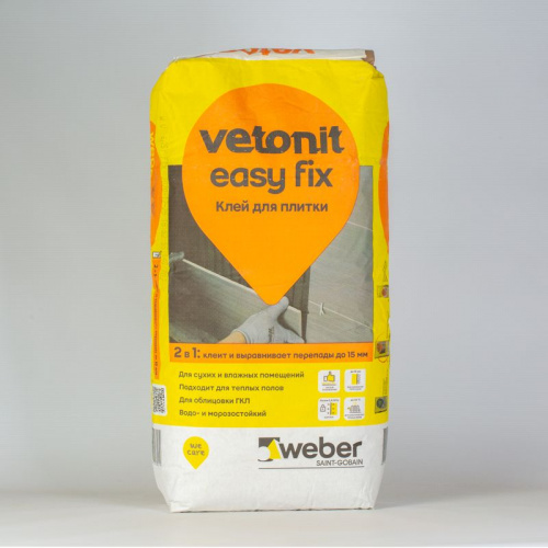 Клей для плитки Weber.Vetonit easy fix для плитки и керамогранита (С0 Т), 25кг