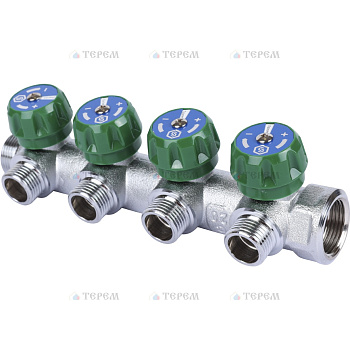 STOUT SMB-6849-341204 коллектор регулирующий 3/4", 4 отвода 1/2" плоское уплотнение