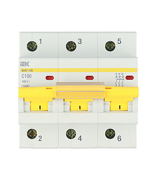 Автоматический выключатель IEK ВА 47-100 (MVA40-3-100-C) 3P 100А тип С 10 кА 400 В на DIN-рейку