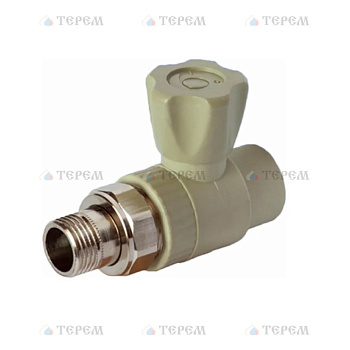 Политэк 9999012512 Политэк 25х1/2" Кран шаровой для радиатора прямой для полипропиленовых труб под сварку (цвет белый)