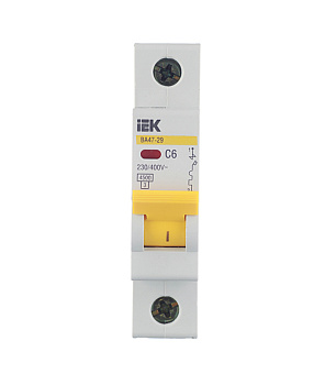 Автоматический выключатель IEK ВА 47-29 (MVA20-1-006-C) 1P 6А тип С 4,5 кА 230/400 В на DIN-рейку