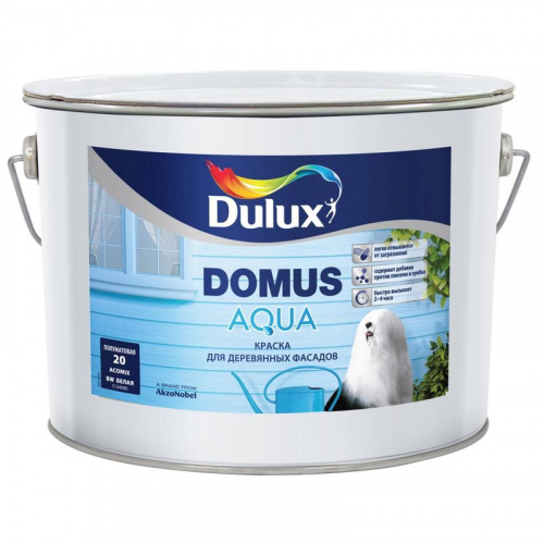 Краска для деревянных фасадов Dulux Domus Aqua база BC 9 л