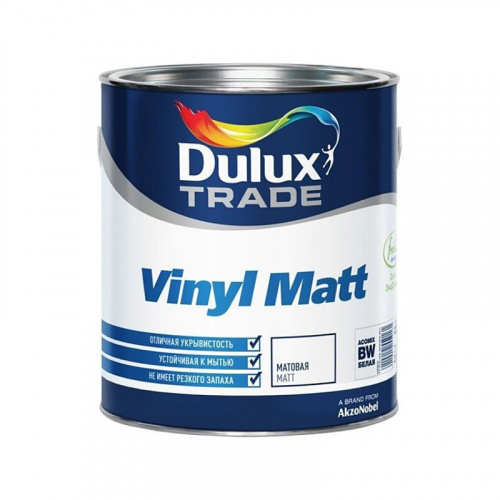 Краска для стен и потолков Dulux Vinyl Matt глубокоматовая база BW 2,5 л