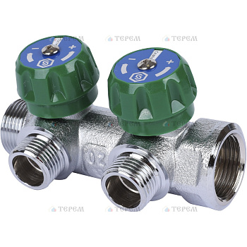 STOUT SMB-6849-341202 коллектор регулирующий 3/4", 2 отвода 1/2" плоское уплотнение