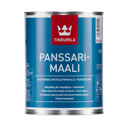 Краска для крыш и металла Tikkurila Panssarimaali полуглянцевая база С 9 л