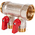 STOUT SMB 6210 011202 STOUT Коллектор с шаровыми кранами 1", 2 отвода 1/2" (красные ручки)