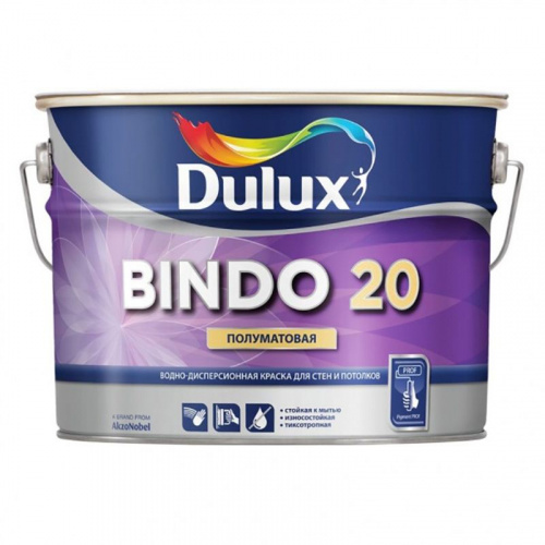 Краска для кухонь и ванных Dulux Professional Bindo 20 полуматовая база BC 9 л