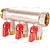 STOUT SMB 6210 341203 STOUT Коллектор с шаровыми кранами 3/4", 3 отвода 1/2" (красные ручки)