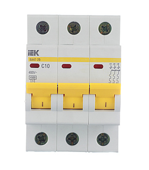 Автоматический выключатель IEK ВА 47-29 (MVA20-3-010-C) 3P 10А тип С 4,5 кА 400 В на DIN-рейку