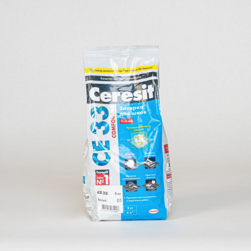 Затирка Ceresit CE 33 comfort белая, 2 кг