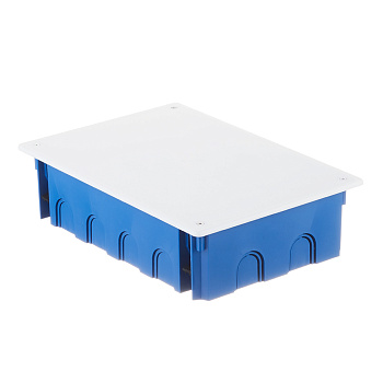 Коробка распределительная Промрукав (80-0980) для скрытой установки в гипсокартон 256х171х70 мм 14 вводов синяя IP20 с крышкой безгалогенная